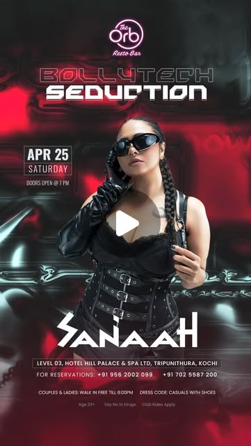 BollyTech Seduction – DJ Sanaah Live | The Orb Resto Bar, Thrippunithura, Kochi