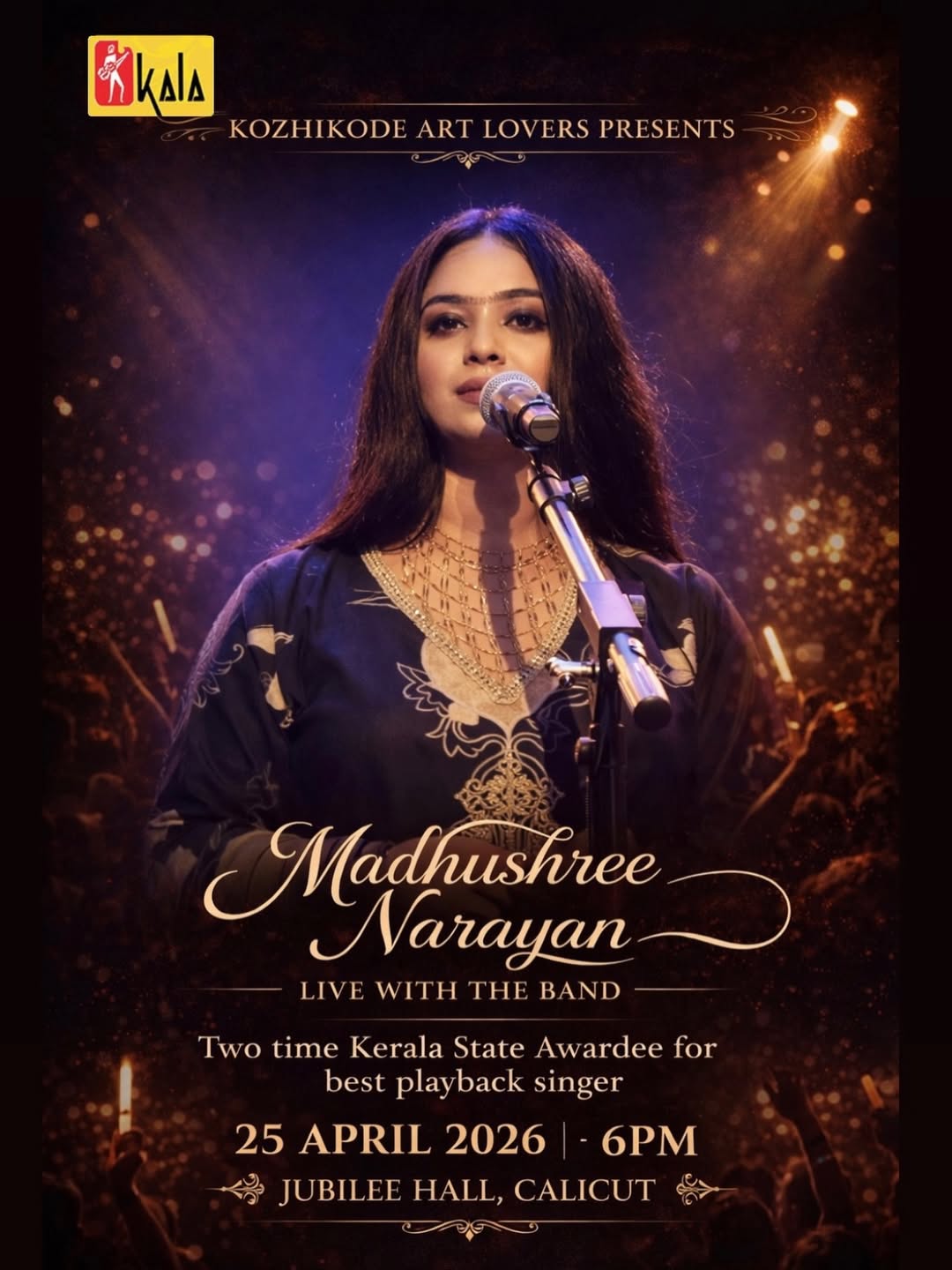 Kozhikode Art Lovers Presents Madhushree Narayan Live With The Band | Jubilee Hall, Calicut