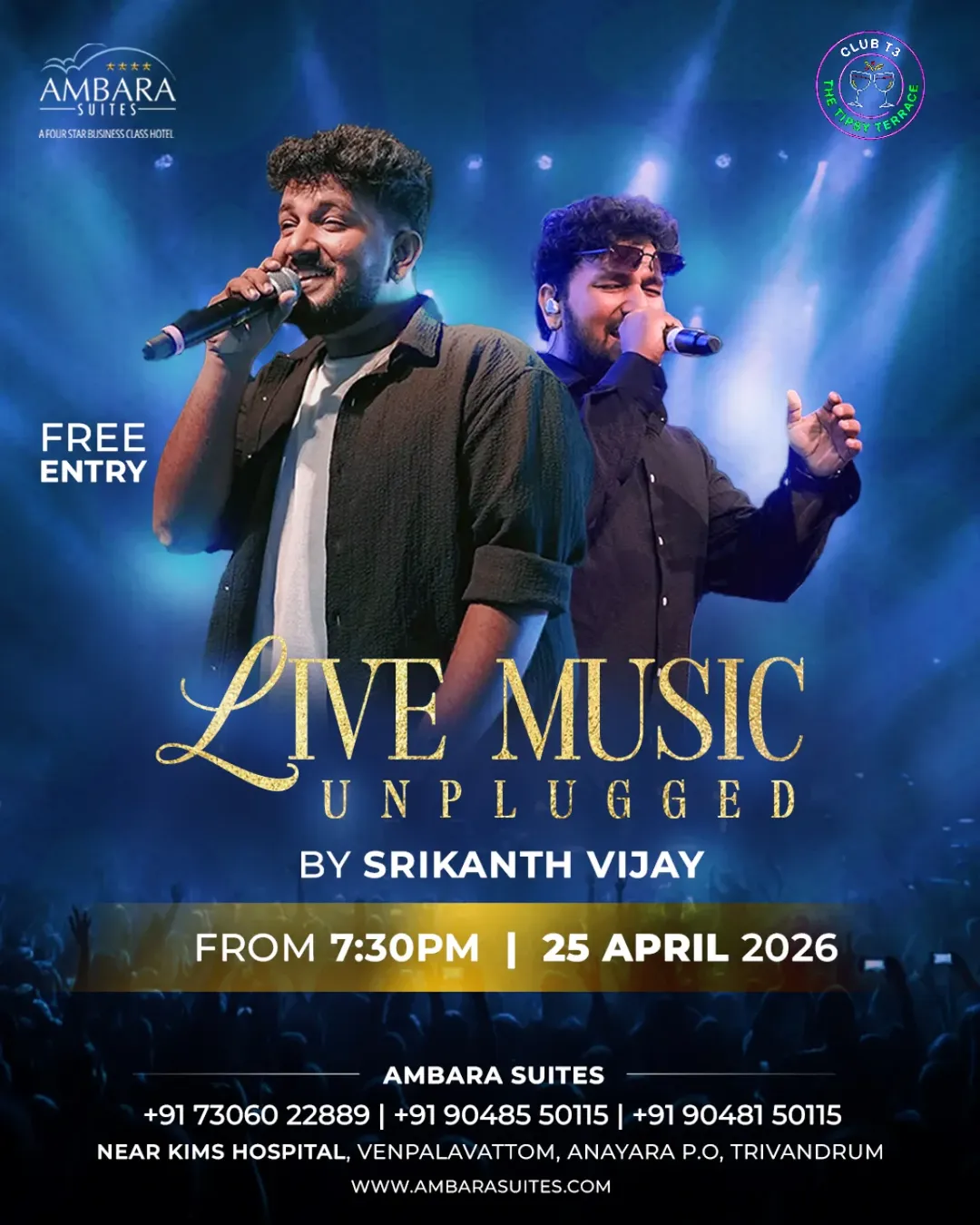 Live Music Unplugged by Srikanth Vijay | Ambara Suites, Anayara, Trivandrum