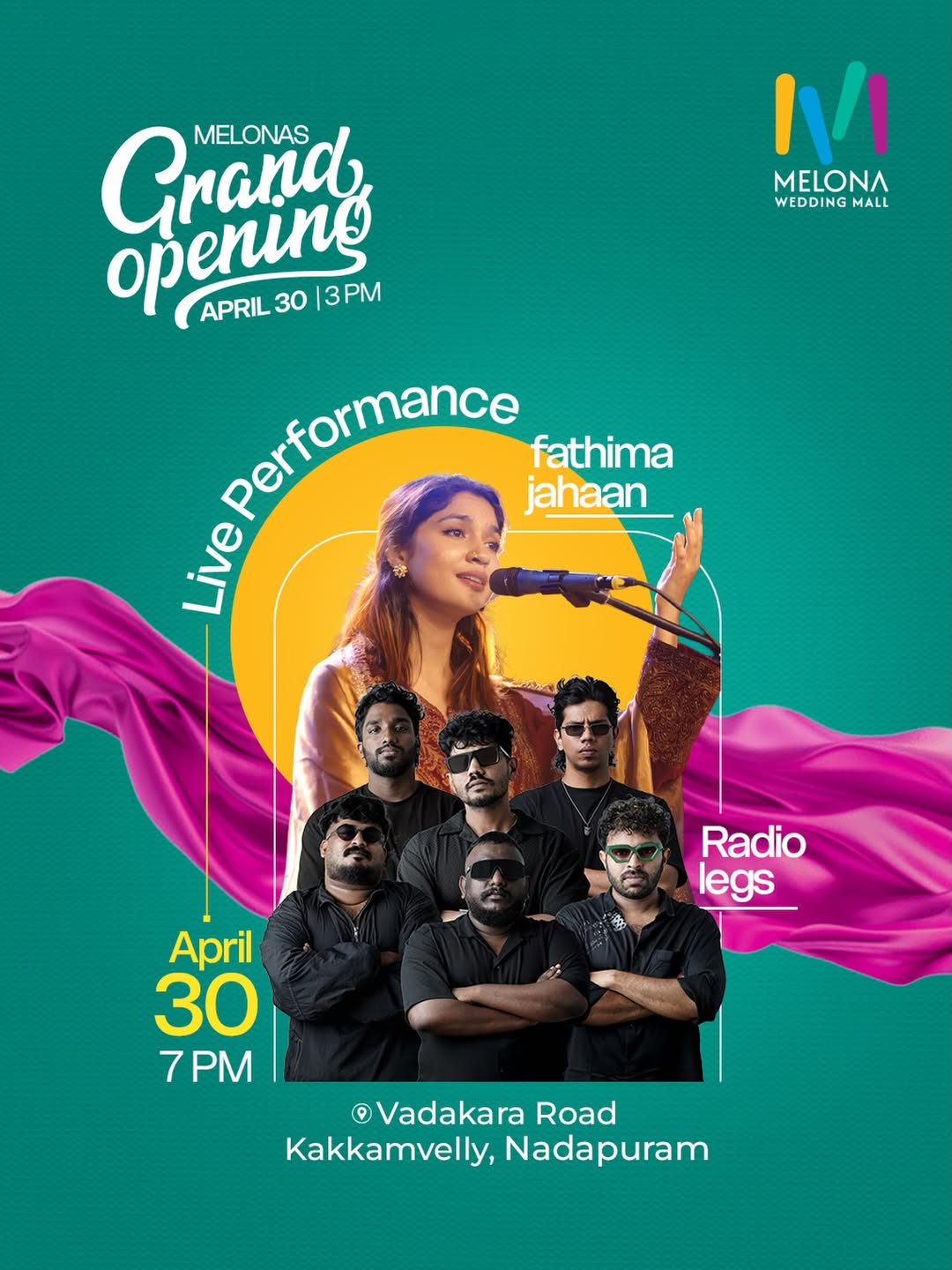 Melona Wedding Mall Grand Opening | Live Music Night with Fathima Jahaan & Radio Legs | Nadapuram