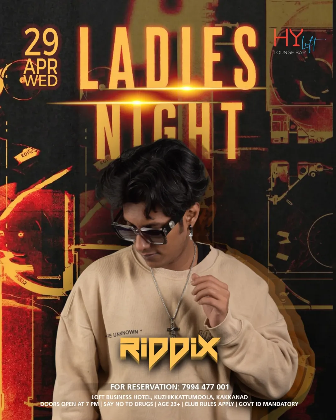 Ladies Night Ft. DJ Riddix Live | Hy Loft Lounge Bar, Kakkanad, Kochi