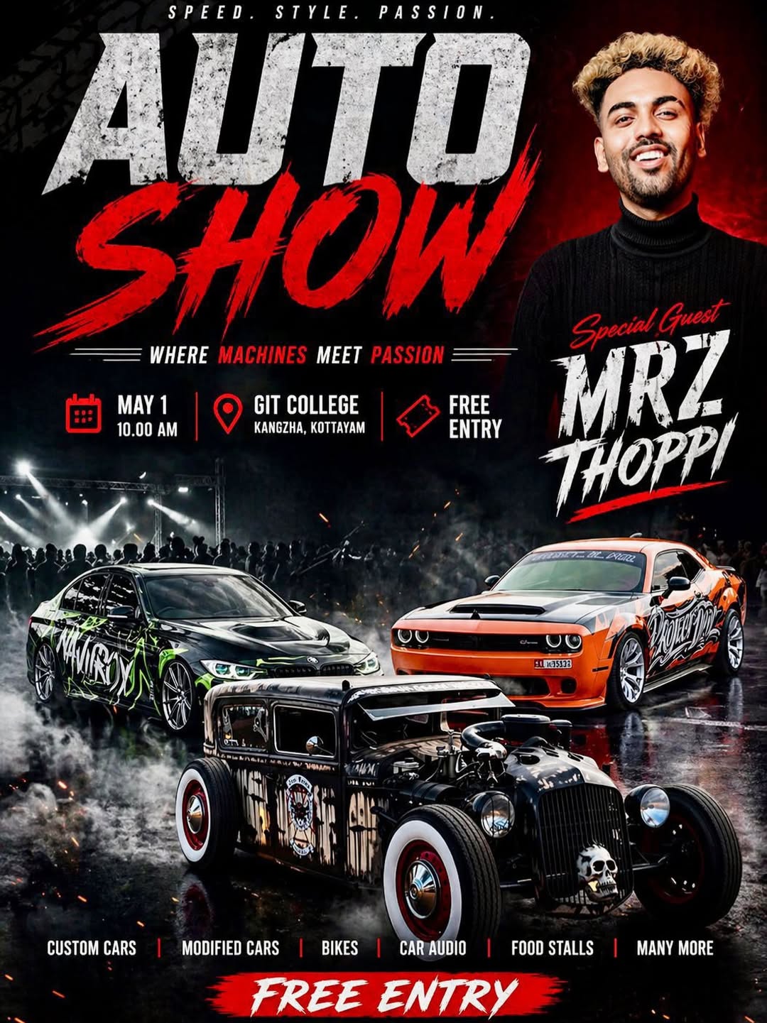 Auto Show at GIT College Kottayam | Custom Cars, Bikes | MRZ Thoppi