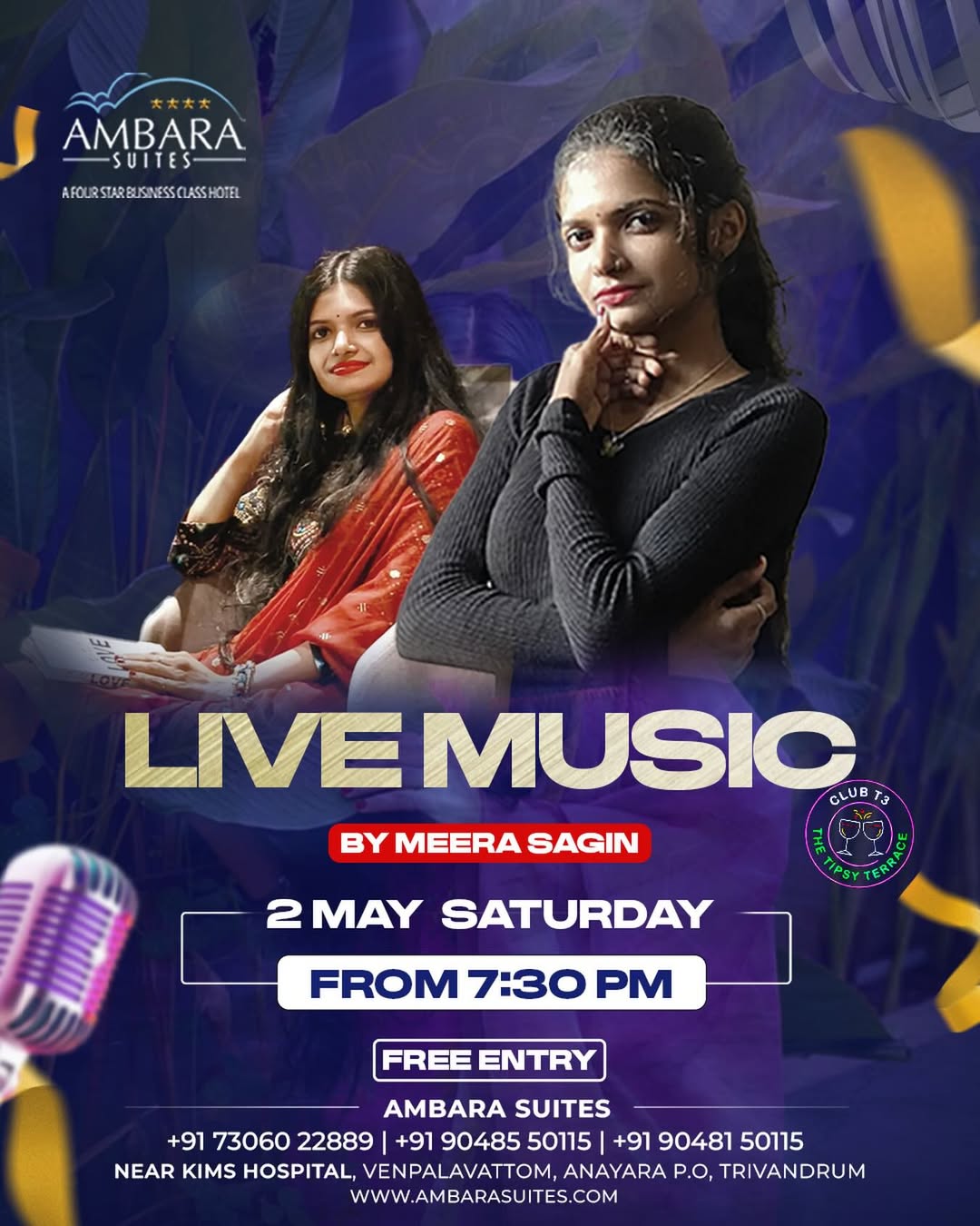 Live Music Unplugged by Meera Sagin | Ambarā Suites, Trivandrum