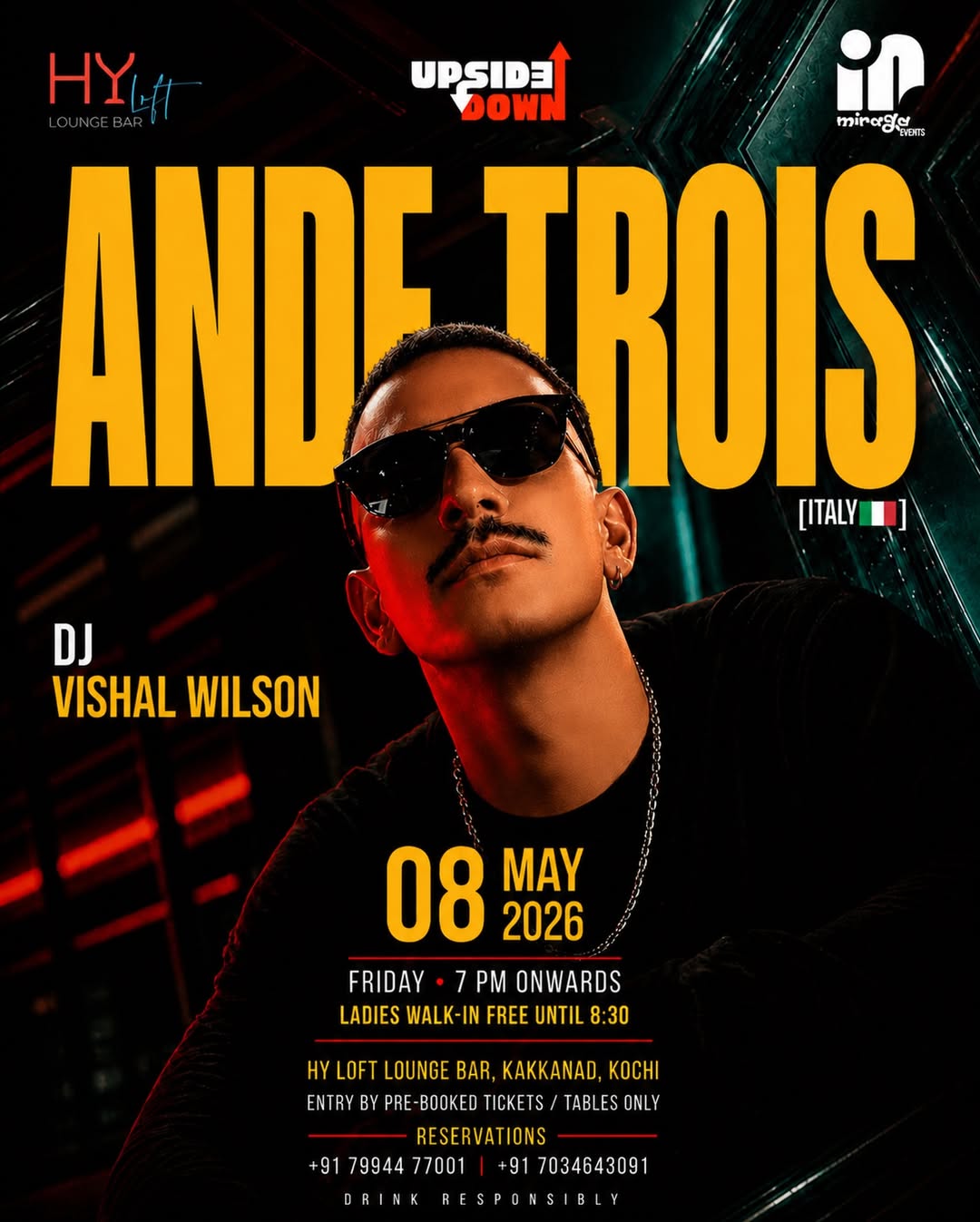 Techno Night Ft. Ande Trois and DJ Vishal Wilson | HY Loft Lounge Bar, Kakkanad, Kochi