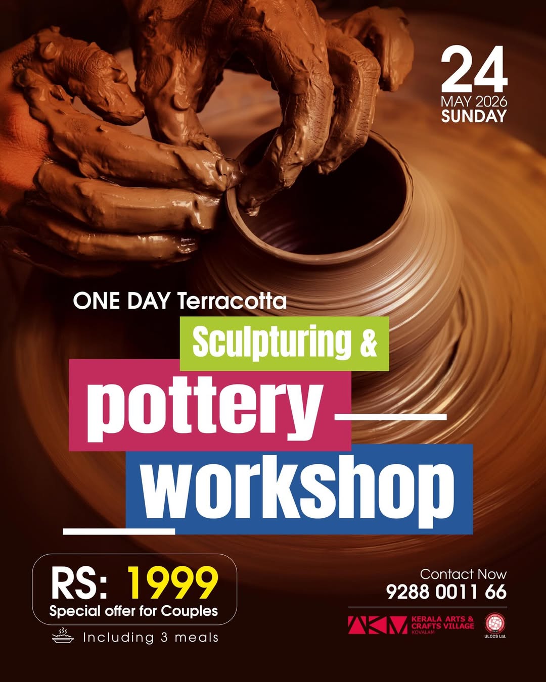 One-Day Terracotta Sculpting & Pottery Workshop | Kerala Arts and Crafts Village, Kovalam