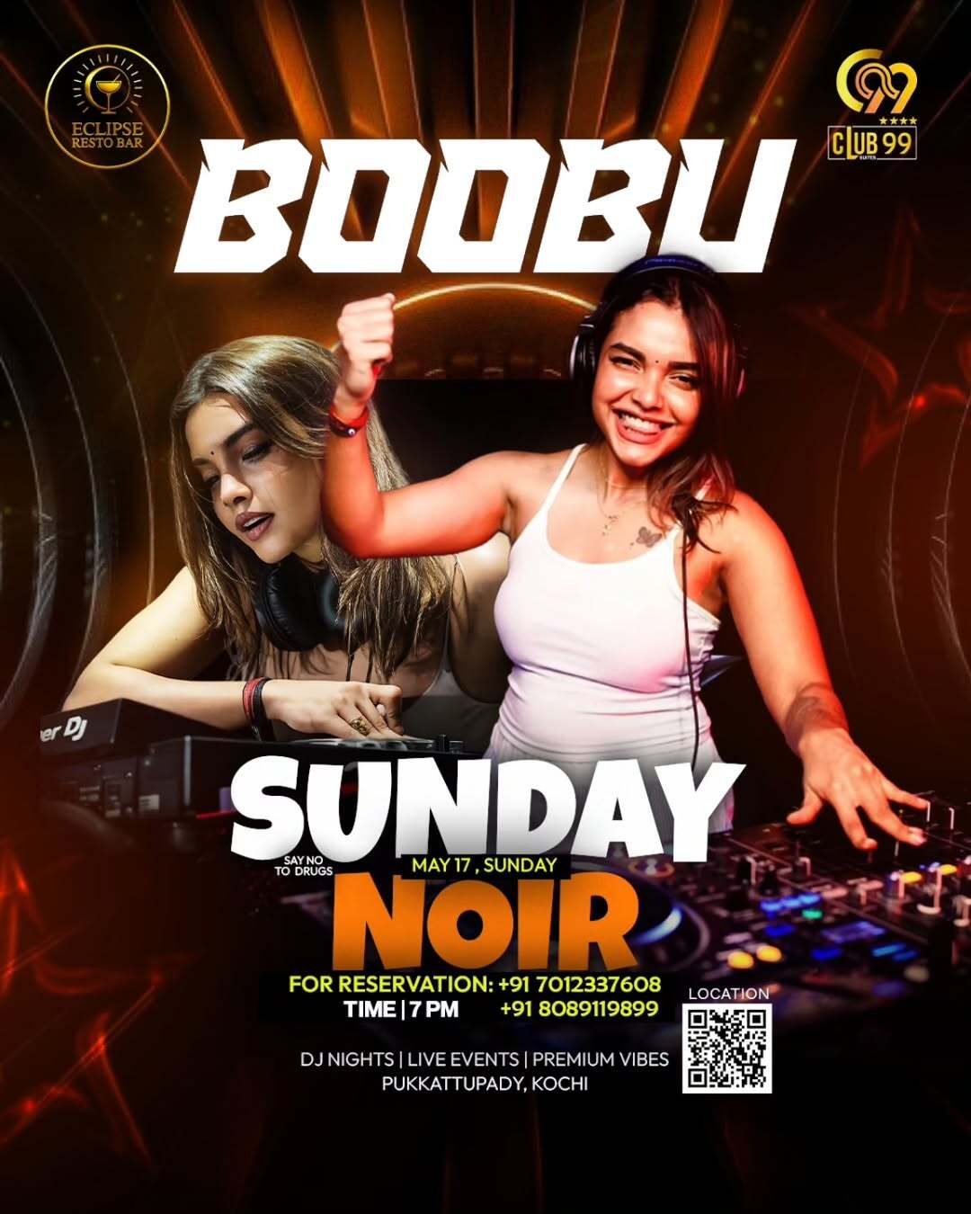 Sunday Noir DJ Night Ft. DJ BOOBU | Eclipse Restobar Club 99 Suites, Pukkattupady, Kochi