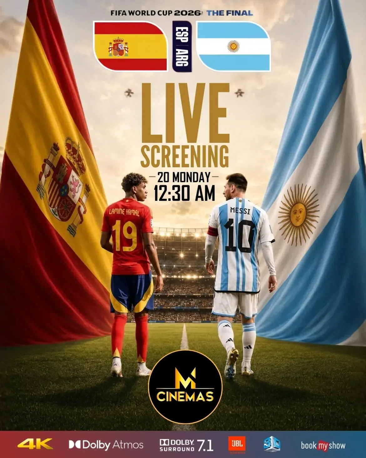 FIFA World Cup 2026 Final Live Screening | M Cinemas 4K 3D Dolby Atmos, Varapuzha