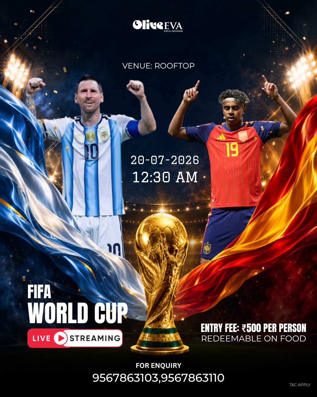 FIFA World Cup Live Streaming | Olive EVA Kochi Infopark Rooftop