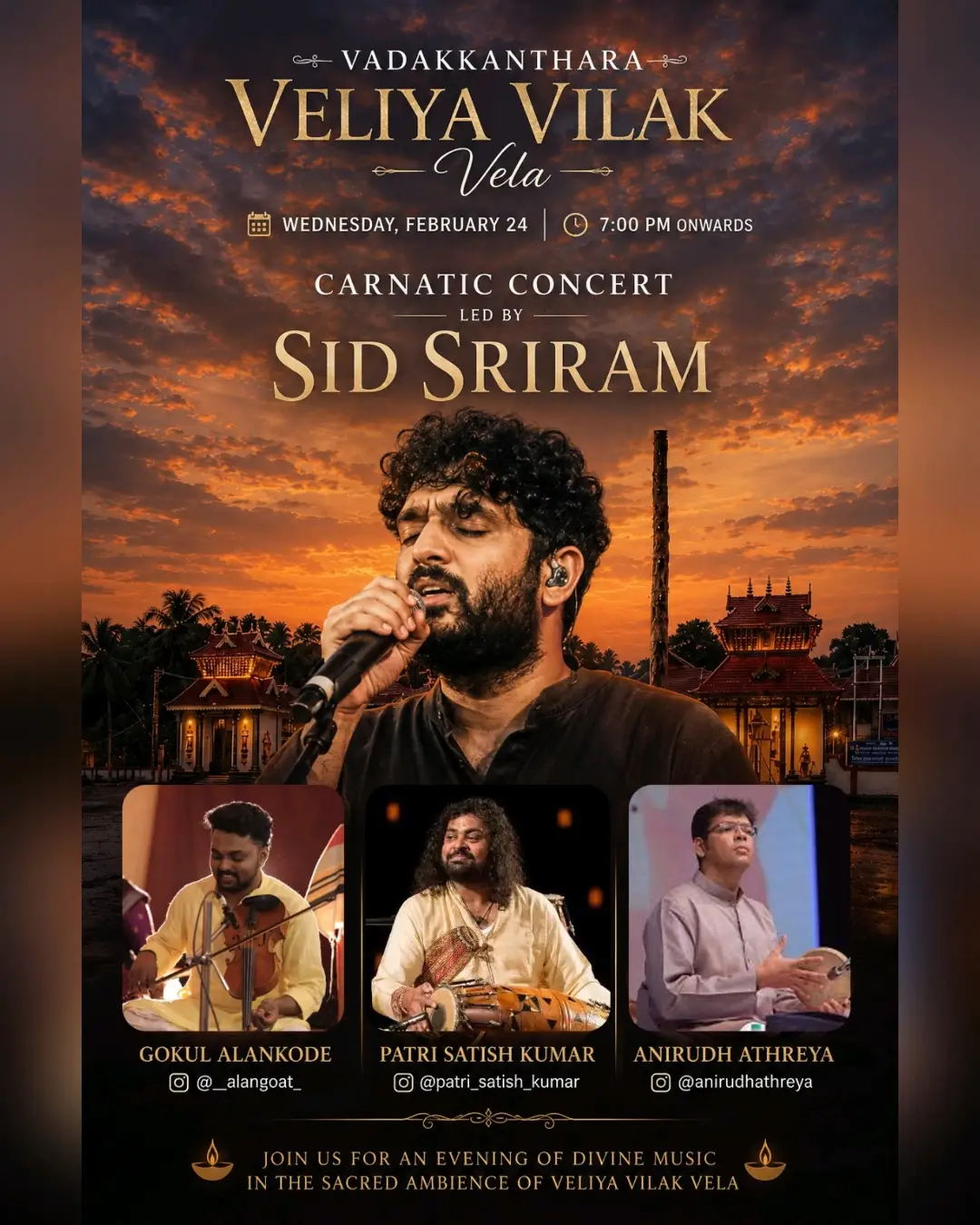 Sid Sriram Carnatic Concert | Vadakanthara Sree Thirupuraikkal Bhagavathi Temple, Palakkad