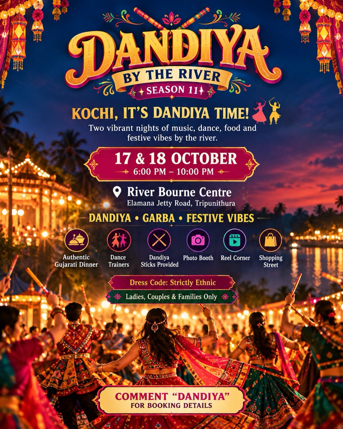 Dandiya by the River | River Bourne Centre, Tripunithura, Kochi