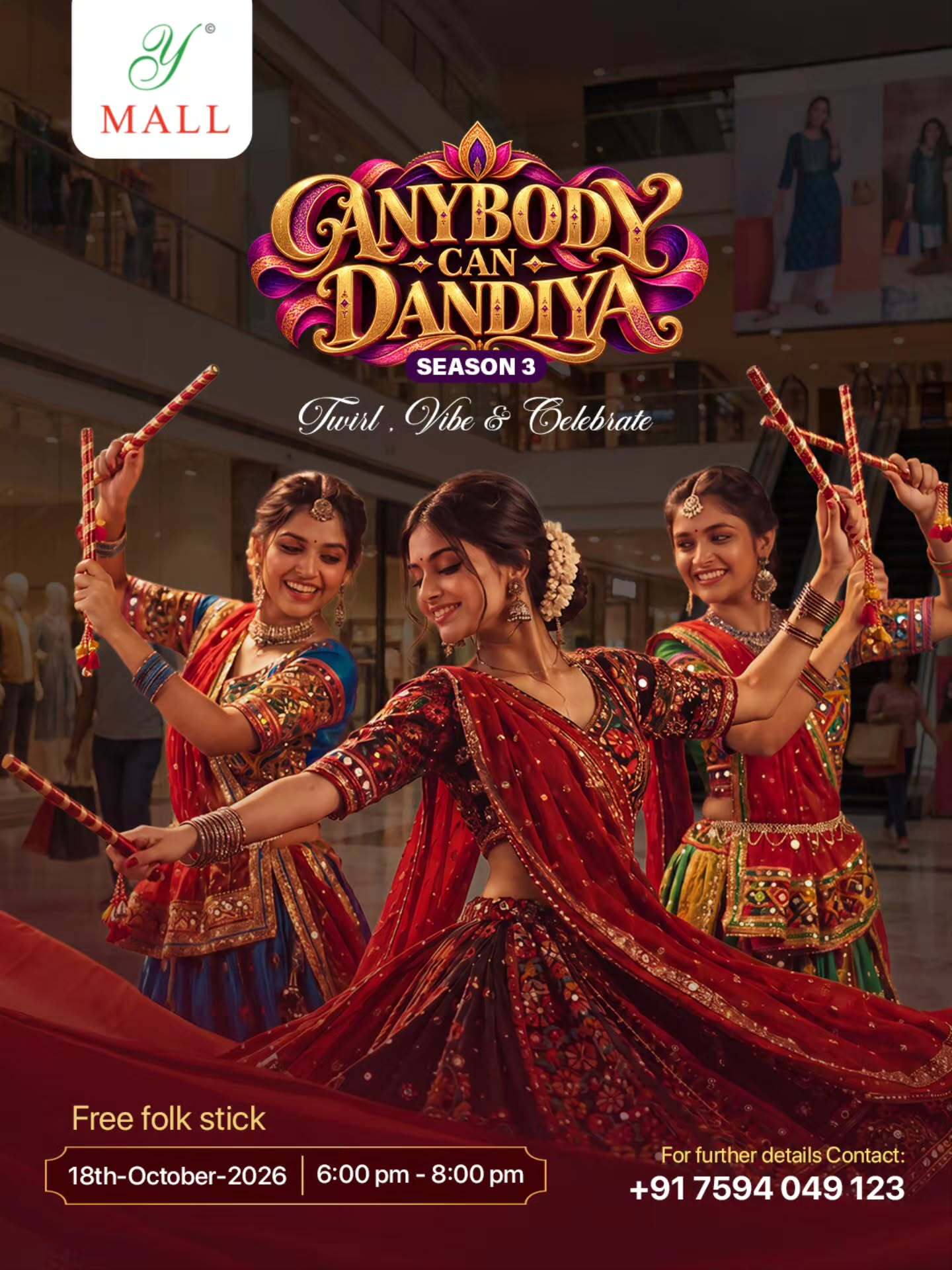 Anybody Can Dandiya Season 3 | Y Mall, Triprayar