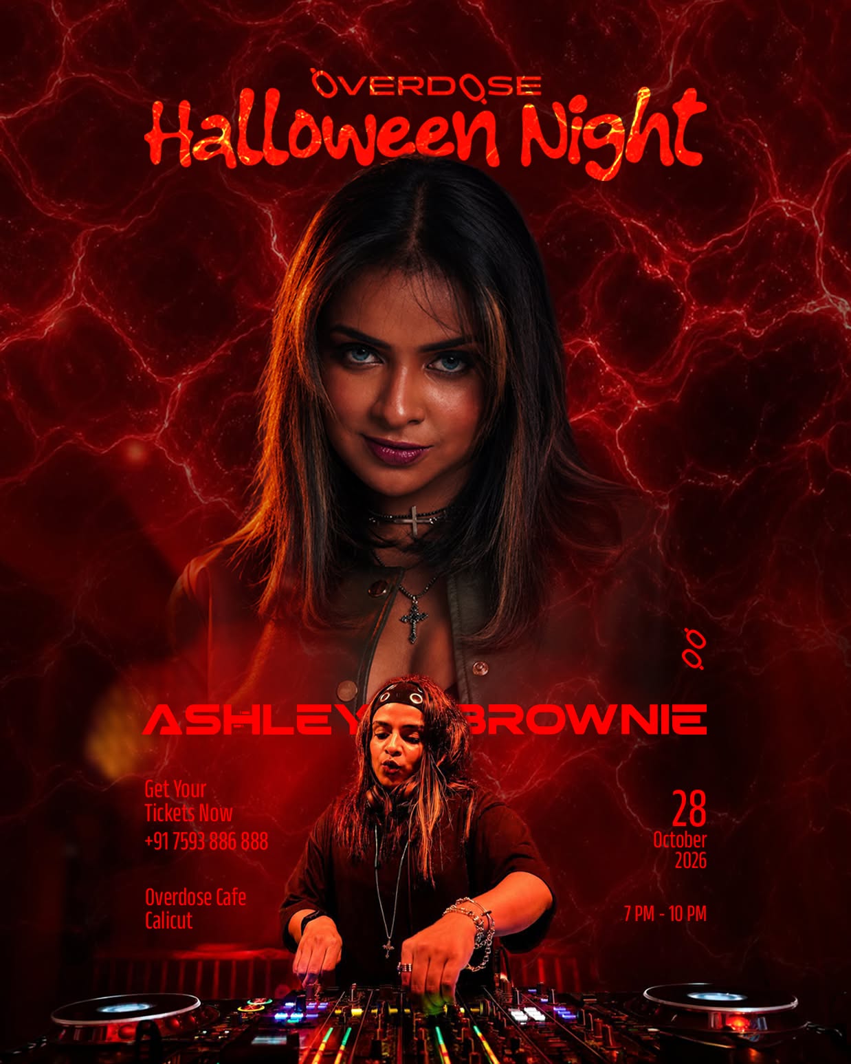 Ashley Brownie at Overdose Halloween Night | Overdose Cafe, South Beach, Calicut