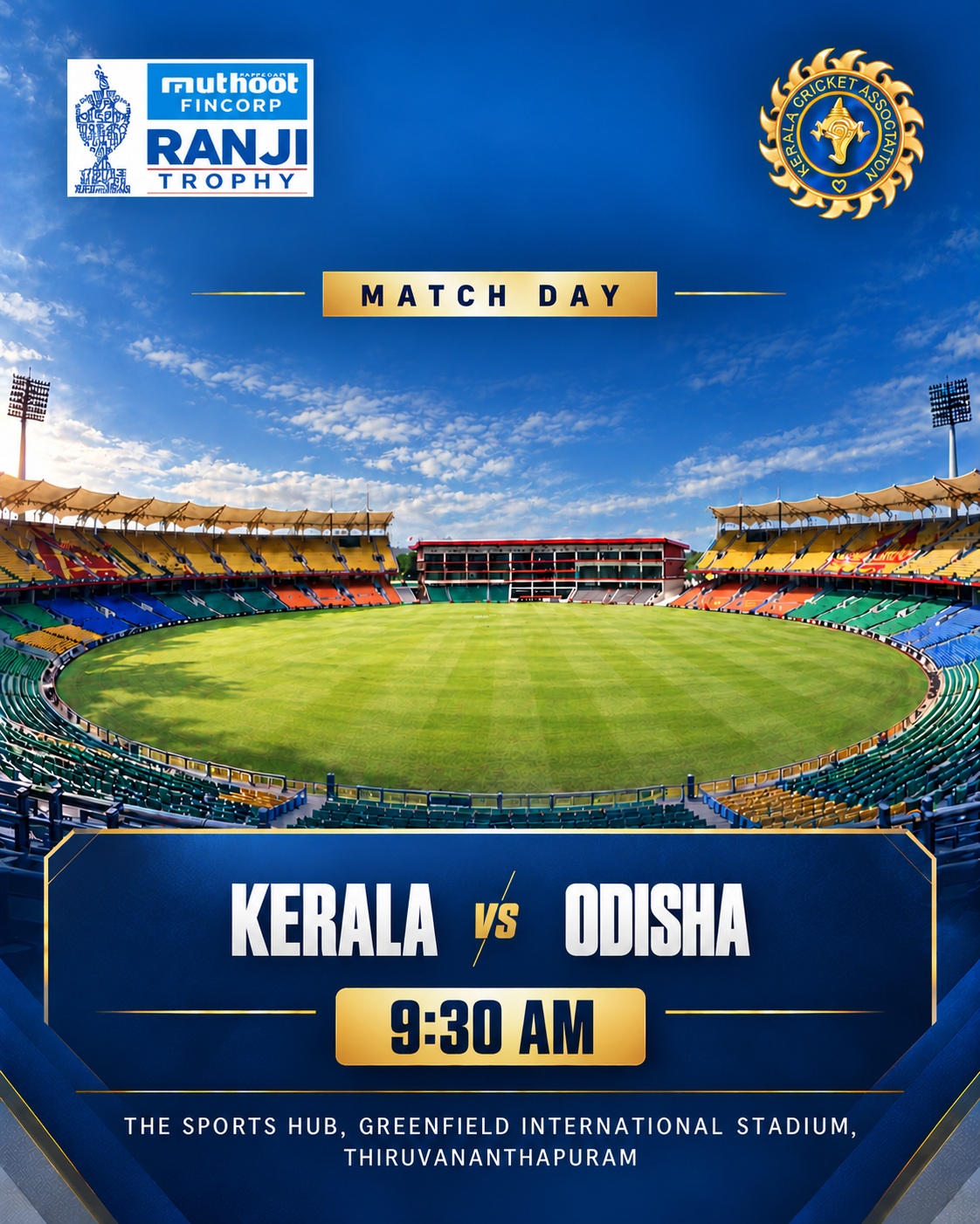 Ranji Trophy 2026: Kerala vs Odisha Elite Match | Greenfield International Stadium, Thiruvananthapuram
