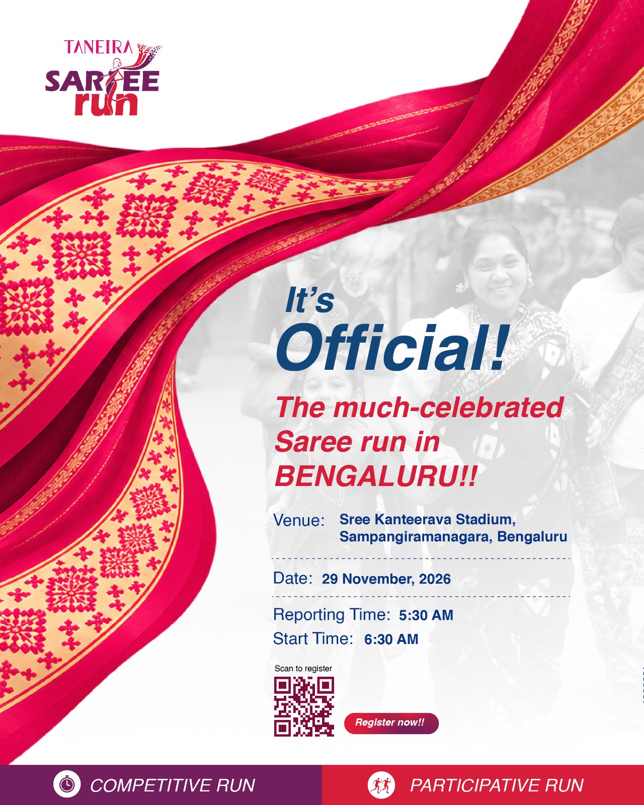 TANEIRA SAREE RUN 2026 | Sree Kanteerava Stadium, Sampangiramanagara, Bengaluru