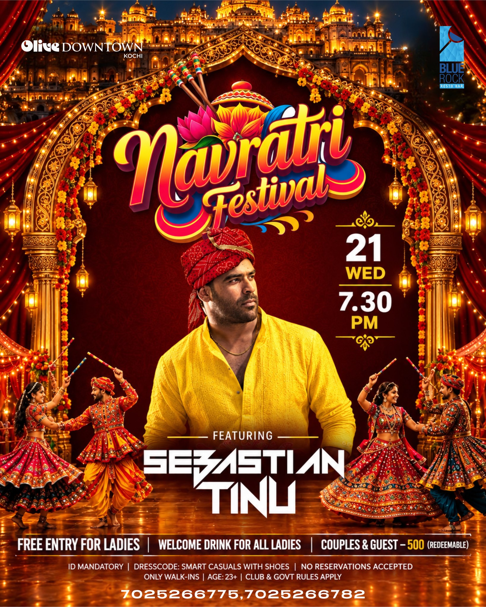 Navratri Festival featuring Sebastian Tinu | Blue Rock Resto Bar, Olive Downtown, Kochi