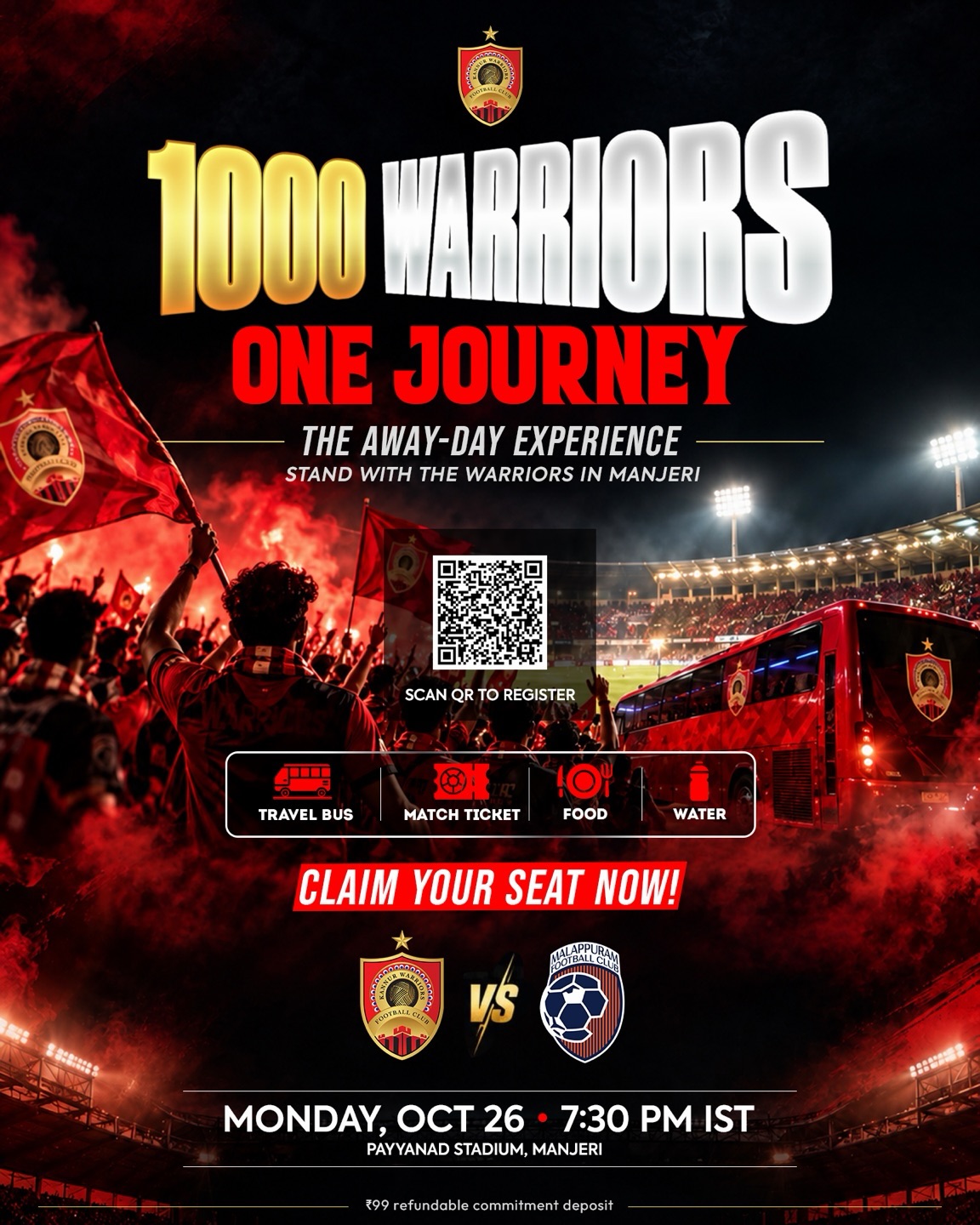 1000 Warriors One Journey | Kannur Warriors FC vs Malappuram Football Club | Payyanad Stadium, Manjeri