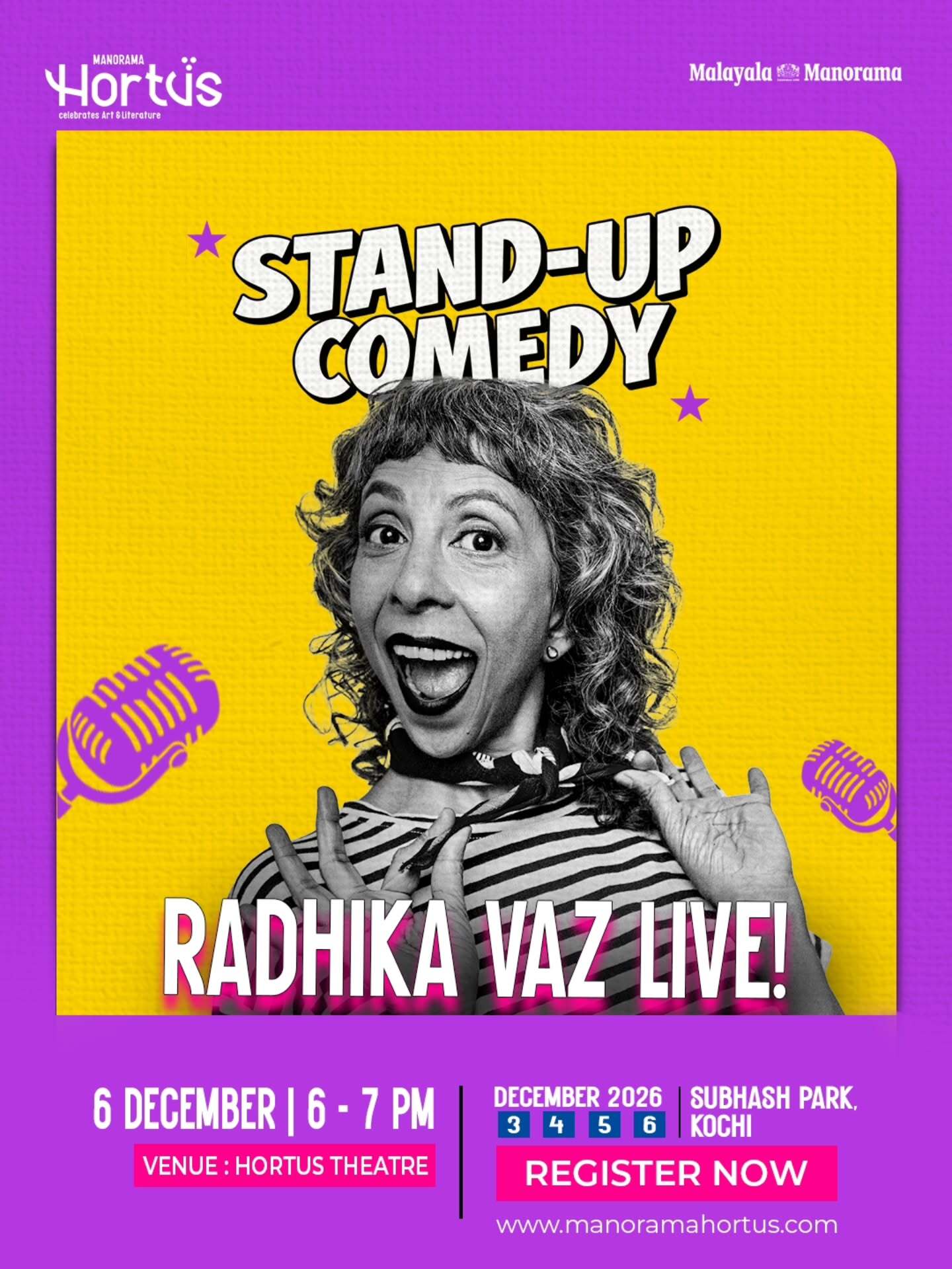 Radhika Vaz Live | Hortus Theatre, Subhash Park, Kochi