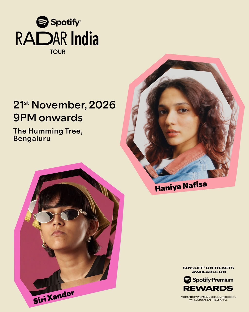 Spotify RADAR India Tour: Haniya Nafisa, Siri Xander | The Humming Tree, Bengaluru