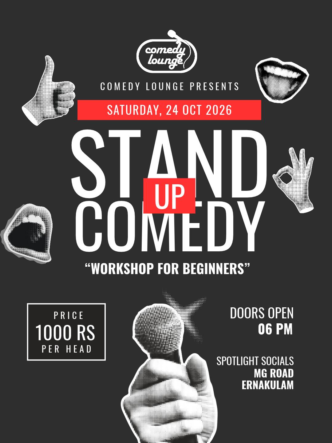 Stand Up Comedy Workshop For Beginners by Vishnu Pai | Spotlight Socials, Kochi