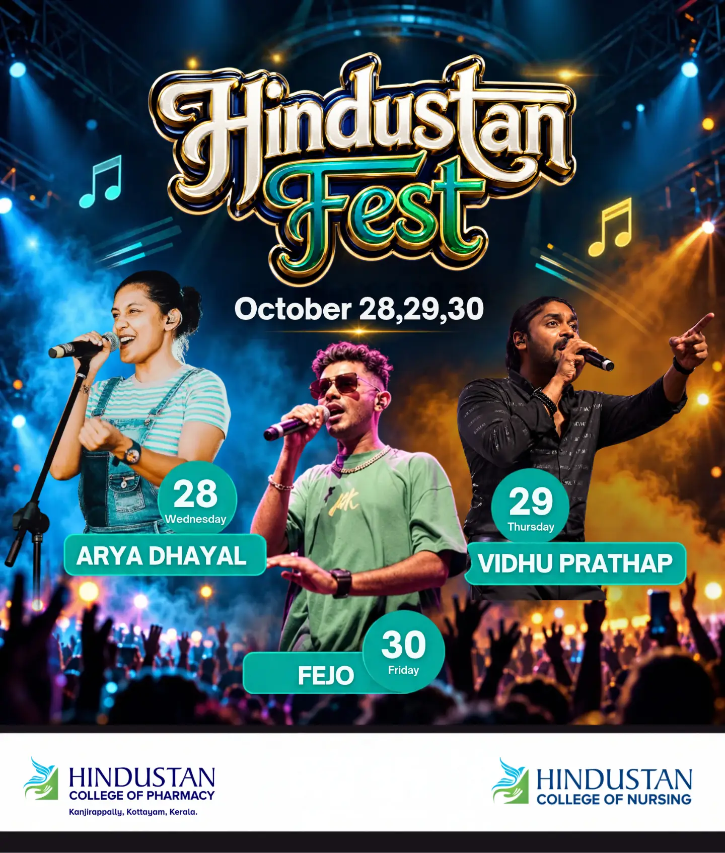 HINDUSTAN FEST β26 | Arya Dhayal, Vidhu Prathap, Fejo | Hindustan College of Pharmacy, Kanjirapally
