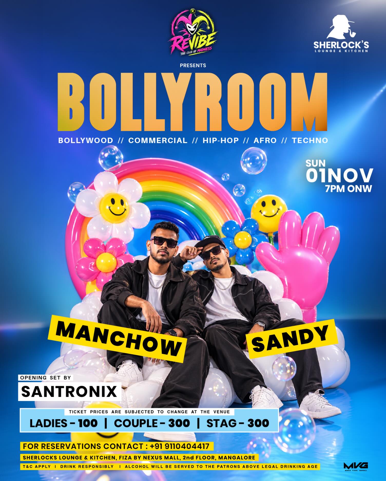 REVIBE Presents: BOLLYROOM | Sherlock’s Lounge & Kitchen, Fiza by Nexus Mall, Mangalore