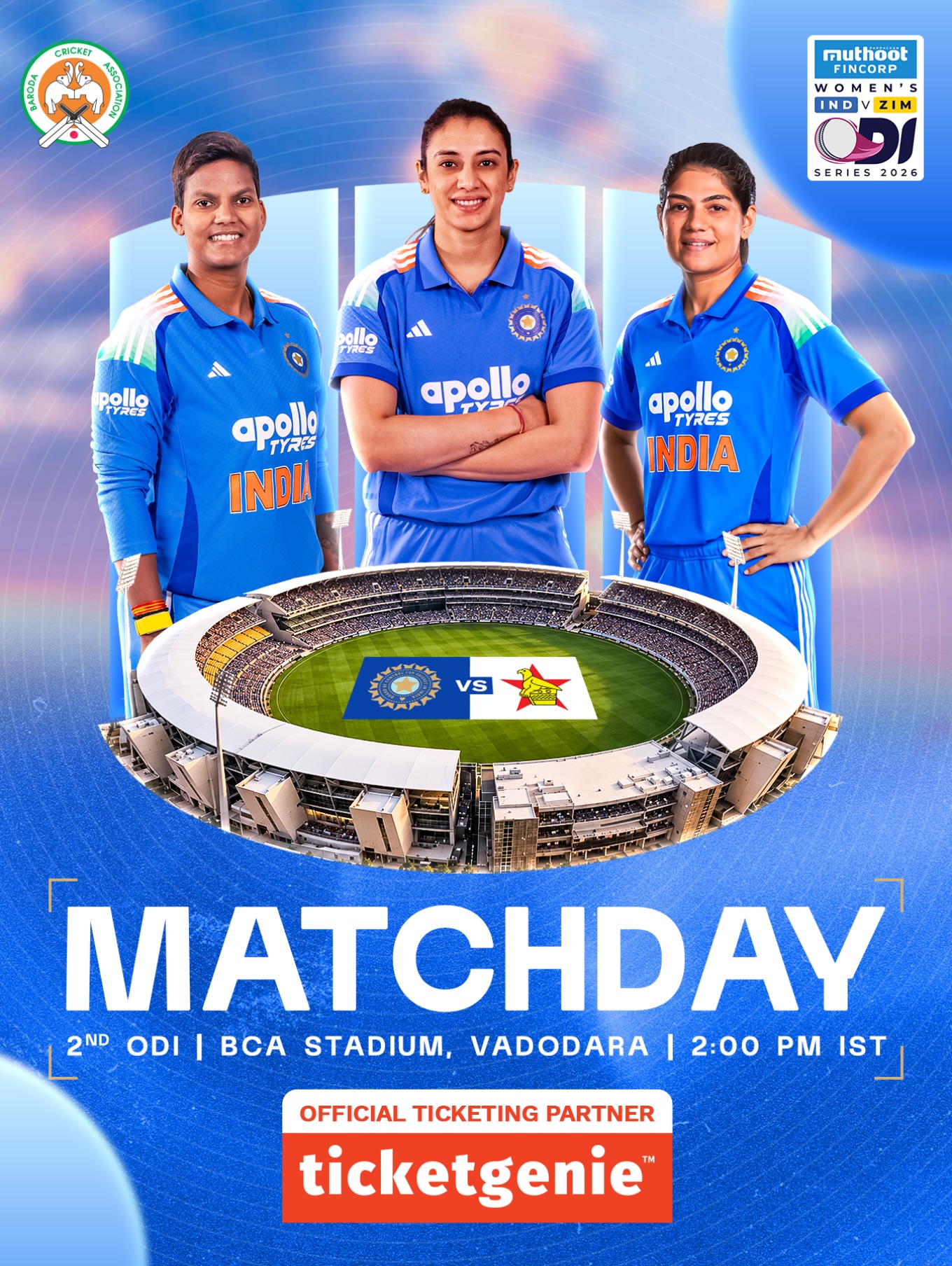 India Women vs Zimbabwe Women 2nd ODI | BCA Stadium, Vadodara, Gujarat