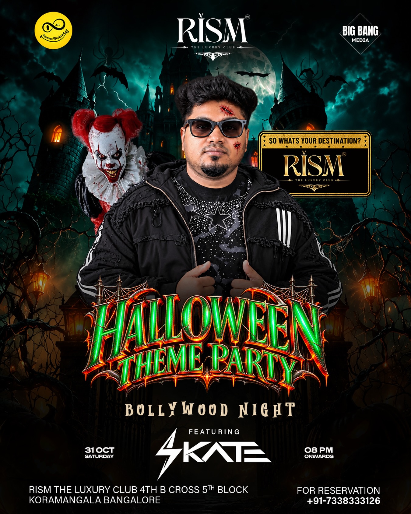 Halloween Theme Party – Bollywood Night featuring SKATE | RISM The Luxury Club, Koramangala, Bangalore