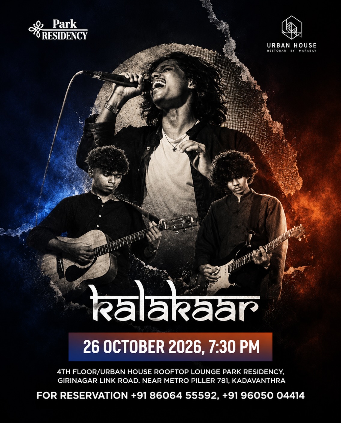 Kalakaar Live at Urban House Rooftop Lounge, Park Residency, Kadavanthra, Kochi