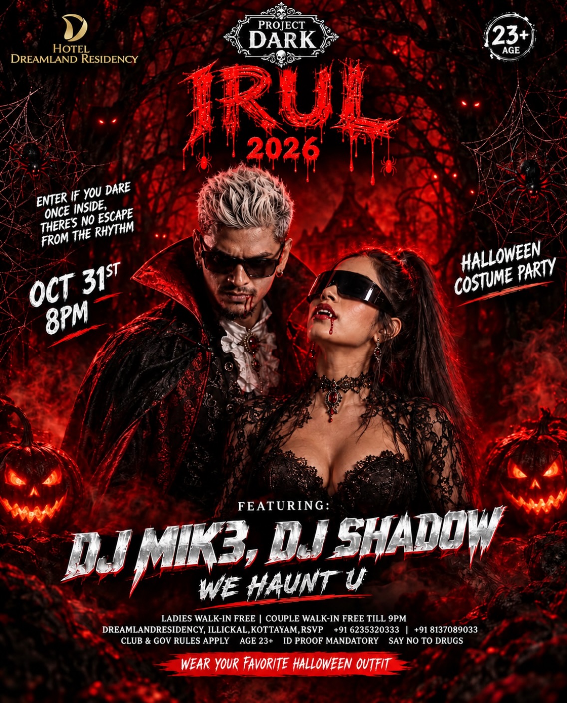 Project Dark – IRUL 2026 | DJ MIK3 & DJ SHADOW at Hotel Dreamland Residency, Illickal, Kottayam