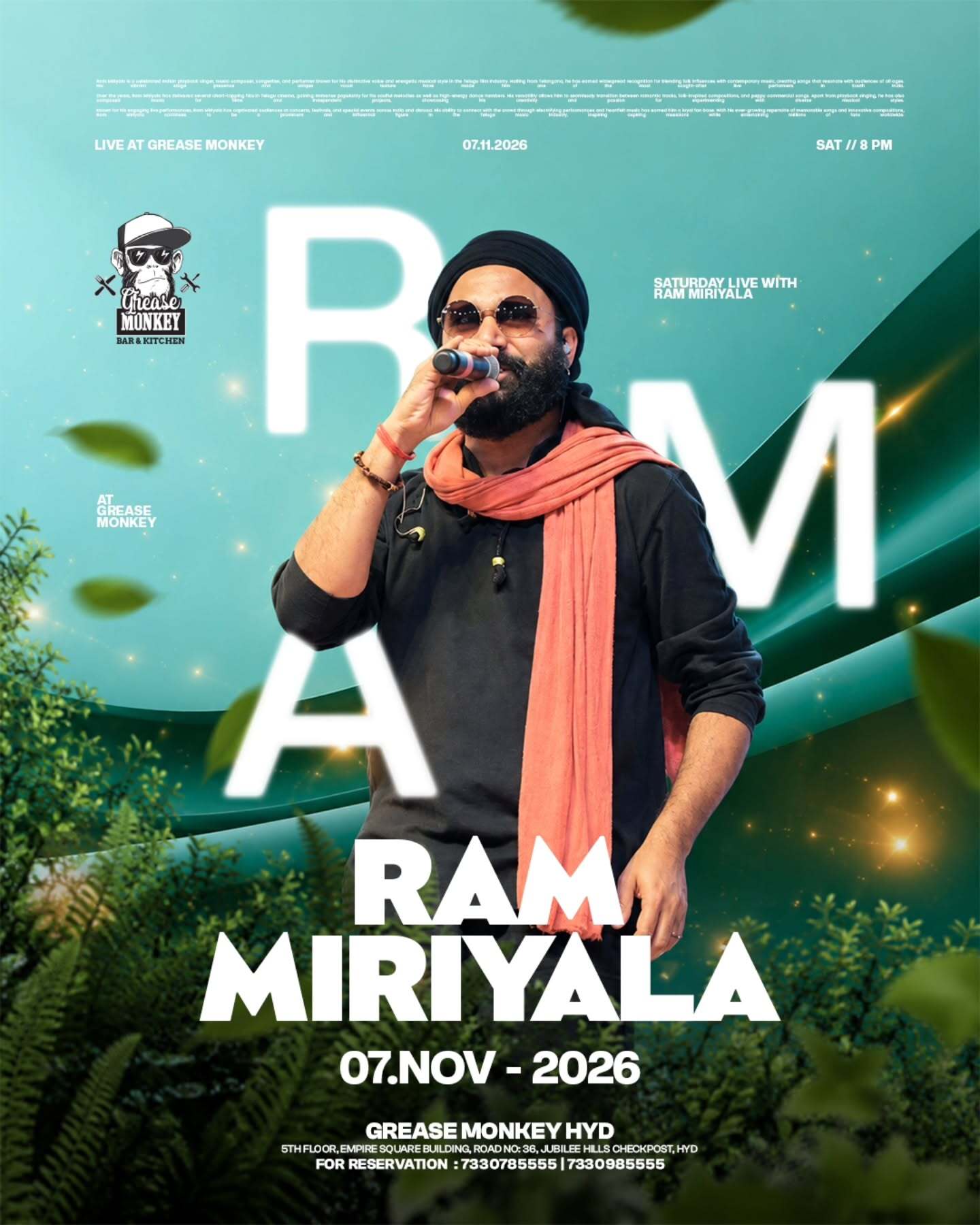 Ram Miryala Live in Hyderabad | Live at Grease Monkey